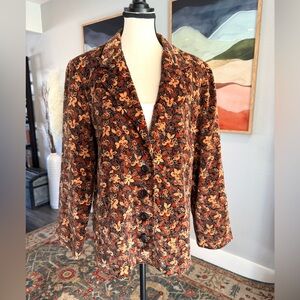 Vintage Velvet Floral Button-Up Jacket